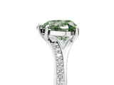 Silver Fancy Green Heart Cut Diamond Solitaire Ring with Pavé Band and Prong Setting_17