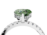 Silver Fancy Green Heart Cut Diamond Solitaire Ring with Round  Pavé Band and Four-Prong Setting_40