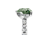 Silver Fancy Green Heart Cut Diamond Solitaire Ring with Round  Pavé Band and Four-Prong Setting_41
