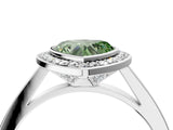 Silver Fancy Green Heart Cut Halo Bezel Diamond Pave Band Ring_10