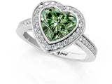Silver Fancy Green Heart Cut Halo Bezel Diamond Pave Band Ring_7