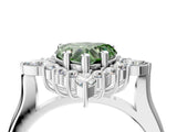 Silver Fancy Green Heart Cut Halo Diamond Cluster Ring with Marquise and Round Stones on a White Gold Band with Prong Setting_4