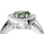 Silver Fancy Green Heart Cut Halo Diamond Engagement Ring with Pave Split Shank and Four-Prong Setting_10