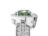 Silver Fancy Green Heart Cut Halo Diamond Engagement Ring with Pave Split Shank and Four-Prong Setting_11