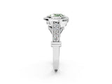 Silver Fancy Green Heart Cut Halo Diamond Split Shank Pave Ring_8