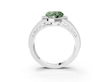 Silver Fancy Green Heart Cut Halo Diamond Split Shank Ring with Prong Setting_33