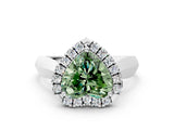 Silver Fancy Green Heart  Cut Halo Solitaire Engagement Ring with Square Band and Four-Prong Setting_24