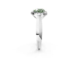 Silver Fancy Green Heart  Cut Halo Solitaire Engagement Ring with Square Band and Four-Prong Setting_26