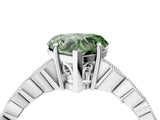Silver Fancy Green Heart Cut Solitaire Diamond Ring with Infinity Twist Band and Four-Prong Setting_10