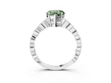 Silver Fancy Green Heart Cut Solitaire Diamond Ring with Infinity Twist Band and Four-Prong Setting_9