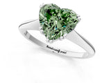 Silver Fancy Green Heart Cut Solitaire Diamond Ring with Six-Prong Setting and Classic Band_56