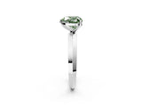 Silver Fancy Green Heart  Cut Solitaire Engagement Ring with Flat Band and Four-Prong Setting 2