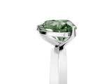 Silver Fancy Green Heart  Cut Solitaire Engagement Ring with Flat Band and Four-Prong Setting 5