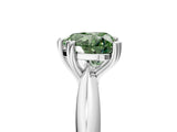 Silver Fancy Green Heart  Cut Solitaire Engagement Ring with Tapered Band and Four-Prong Setting 5