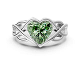 Silver Fancy Green Heart Cut Solitaire Intertwined Band Prong Setting Ring_6