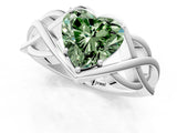 Silver Fancy Green Heart Cut Solitaire Intertwined Band Prong Setting Ring_7