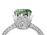 Silver Fancy Green Heart Cut Solitaire Split Shank Pave Diamond Engagement Ring with Four-Prong Setting_10