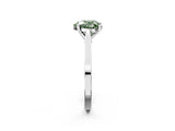 Silver Fancy Green Heart  Solitaire Diamond Ring with Four-Prong Setting and Tapered Band 3