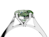 Silver Fancy Green Heart  Solitaire Diamond Ring with Four-Prong Setting and Tapered Band 5