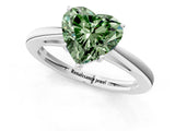 Silver Fancy Green Heart  Solitaire Diamond Ring with Split Shank and Four-Prong Setting_13