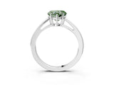 Silver Fancy Green Heart  Solitaire Diamond Ring with Split Shank and Four-Prong Setting_15