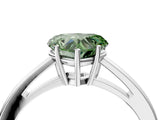 Silver Fancy Green Heart  Solitaire Diamond Ring with Split Shank and Four-Prong Setting_16