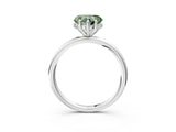 Silver Fancy Green Heart  Solitaire Diamond Ring with a Classic Band and Four-Prong Setting 4