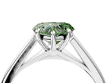 Silver Fancy Green Heart  Solitaire Engagement Ring with Four-Prong Setting and Classic Band 5