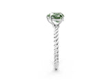 Silver Fancy Green Heart  Solitaire Twist Band Ring with Four-Prong Setting_2