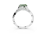 Silver Fancy Green Heart  Solitaire Twist Band Six-Prong Setting 3