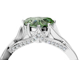 Silver Fancy Green Heart  Solitaire Twist Band Six-Prong Setting 4