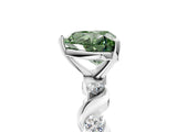 Silver Fancy Green Heart  Solitaire Twisted Band with Prong Setting 5