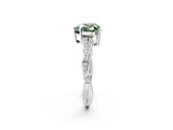 Silver Fancy Green Heart  Solitaire Twisted Pave Diamond Ring with Four-Prong Setting_4