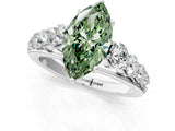Silver Fancy Green Marquise Cut Brilliant Diamond Pavé Band with Six-Prong Setting_19