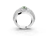 Silver Fancy Green Marquise Cut Brilliant Halo Pave Diamond Milgrain Ring_9