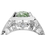 Silver Fancy Green Marquise Cut Brilliant Milgrain Filigree Diamond Ring with Square Prong Setting_10