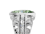 Silver Fancy Green Marquise Cut Brilliant Milgrain Filigree Diamond Ring with Square Prong Setting_11