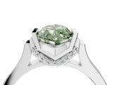 Silver Fancy Green Marquise Cut Brilliant Solitaire Diamond Ring with Channel Set Band and Bar Prong Setting_58