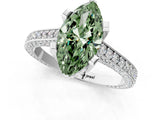 Silver Fancy Green Marquise Cut Brilliant Split Shank Pave Solitaire Ring with Four-Prong Setting_13