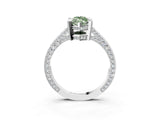Silver Fancy Green Marquise Cut Brilliant Split Shank Pave Solitaire Ring with Four-Prong Setting_15