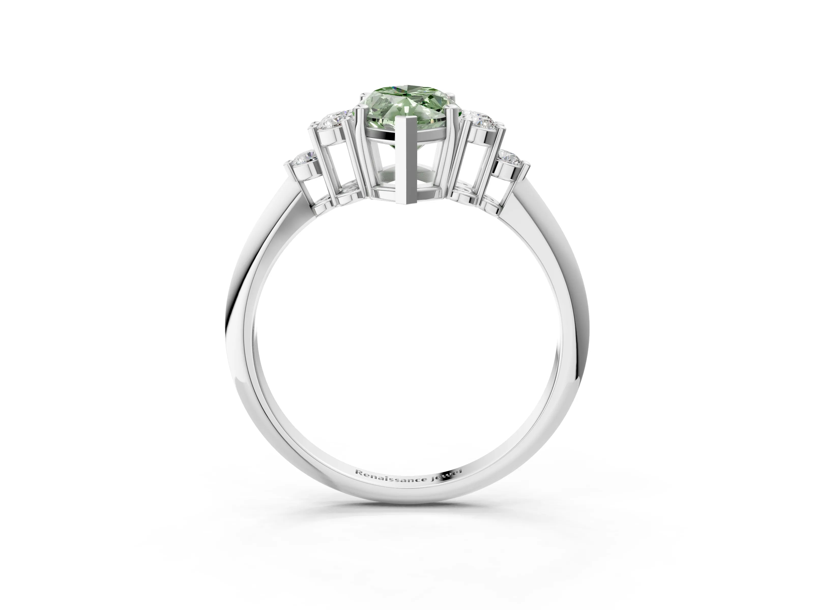 Silver Fancy Green Marquise Cut Cut Diamond Cluster Ring with Solitaire Band and Four-Prong Setting_21