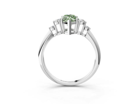 Silver Fancy Green Marquise Cut Cut Diamond Cluster Ring with Solitaire Band and Four-Prong Setting_21