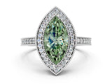 Silver Fancy Green Marquise Cut-Cut Diamond Halo Engagement Ring with Pave Band and Prong Setting_6