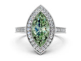 Silver Fancy Green Marquise Cut Cut Halo Pavé Diamond Ring_6