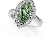 Silver Fancy Green Marquise Cut Cut Halo Pavé Diamond Ring_7