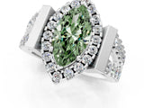 Silver Fancy Green Marquise Cut Cut Halo Split Shank Prong Set Ring_31