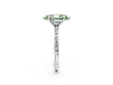 Silver Fancy Green Marquise Cut Diamond Brilliant Solitaire Ring with Pavé Band and Four-Prong Setting_32