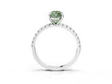Silver Fancy Green Marquise Cut Diamond Brilliant Solitaire Ring with Pavé Band and Four-Prong Setting_33