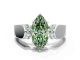 Silver Fancy Green Marquise Cut Diamond Channel Set Solitaire Ring with Four-Prong Setting_37