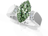Silver Fancy Green Marquise Cut Diamond Channel Set Solitaire Ring with Four-Prong Setting_44